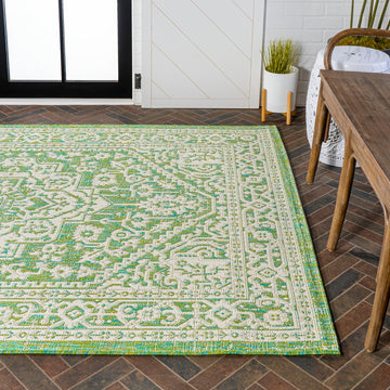 Sinjuri Medallion Textured Weave Indoor/outdoor Area Rug